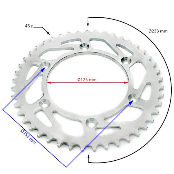 ZĘBATKA TYŁ CROSS 250-300CC 520H 45Z 