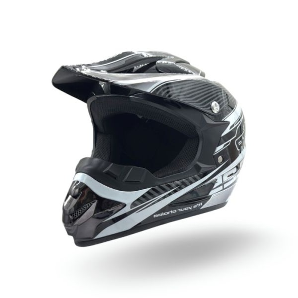 KASK CROSS 125 JUNIOR CZARNO BIAŁY • Rozmiar: S