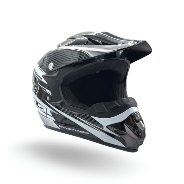 KASK JUNIOR CROSS 125 BIAŁO CZARNY L