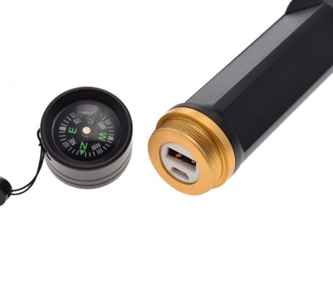 LATARKA TAKTYCZNA Z KOMPASEM I POWERBANKIEM