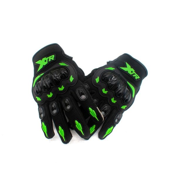 RĘKAWICE MOTOCYKLOWE SENIOR XTR X3 WZMACNIANE Z KOSTKAMI ZIELONE XXL