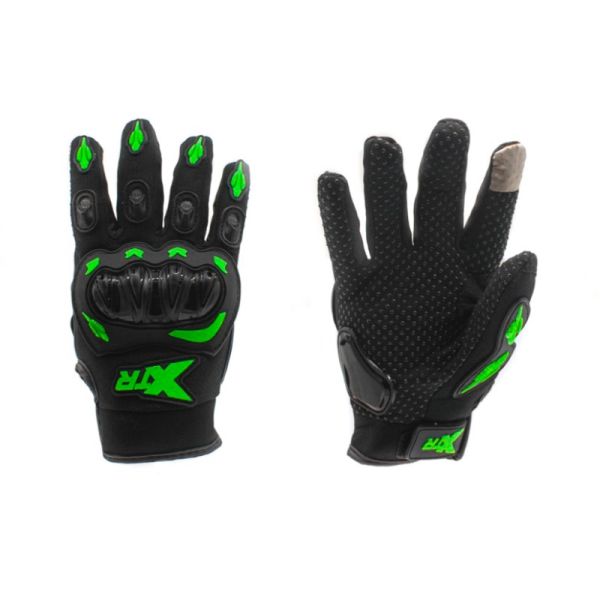 RĘKAWICE MOTOCYKLOWE SENIOR XTR X3 WZMACNIANE Z KOSTKAMI ZIELONE XXL