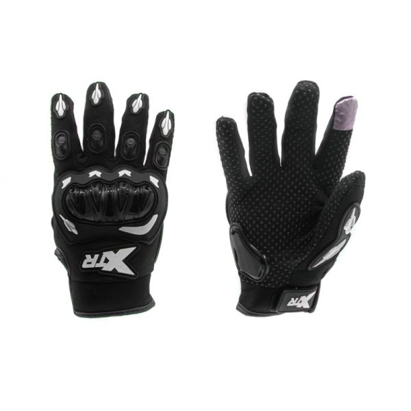 RĘKAWICE MOTOCYKLOWE SENIOR XTR X3 WZMACNIANE Z KOSTKAMI BIAŁE L