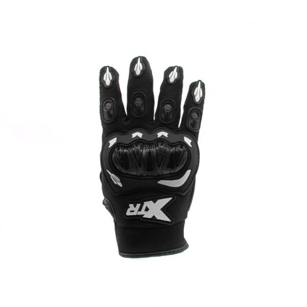 RĘKAWICE MOTOCYKLOWE SENIOR XTR X3 WZMACNIANE Z KOSTKAMI BIAŁE XXL