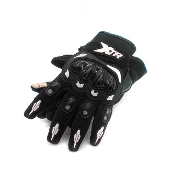 RĘKAWICE MOTOCYKLOWE SENIOR XTR X3 WZMACNIANE Z KOSTKAMI BIAŁE XXL