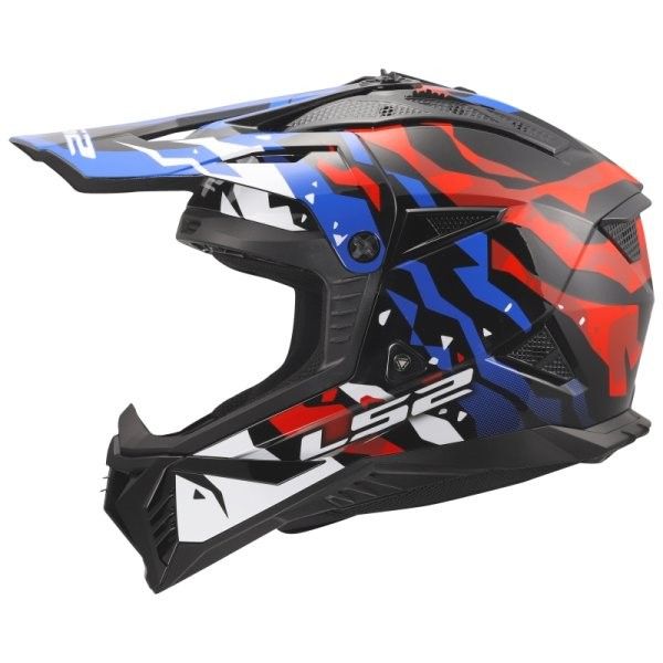 KASK LS2 MX708 FAST II GROTESK WHITE BLUE RED XXL