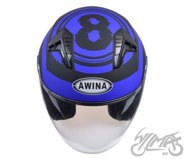 KASK AWINA JK528 OTWARTY CZARNO NIEBIESKI MAT L • Rozmiar: L