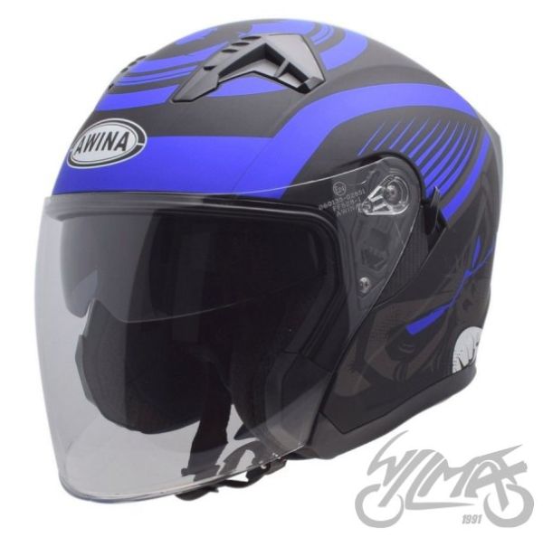 KASK AWINA JK528 OTWARTY CZARNO NIEBIESKI MAT L • Rozmiar: S