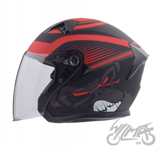 KASK AWINA JK528 OTWARTY CZARNO CZERWONY MAT • Rozmiar: M
