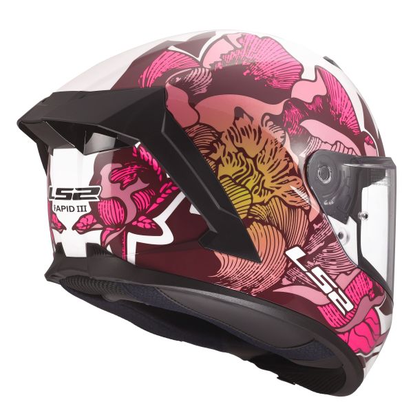 KASK LS2 FF820 RAPID III POPPIES II WHITE PINK L