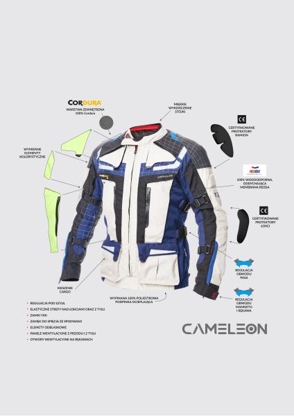 Kurtka Turystyczna ADRENALINE CAMELEON 2.0 PPE kolor beżowy/niebieski, rozmiar XL