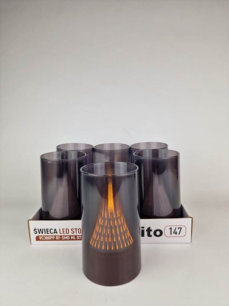 Świeca LED Stożek 76/125 (147) czarny, ciepły biały [6] TYLKO OPAKOWANIA