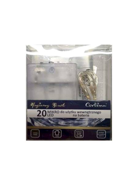 Lampki LED na baterie 20 wew. Łezki 4/19/NIK, zimny biały