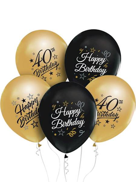 Balony B&C 12", nadruk 40, złote+czarne; opak. 5 szt.