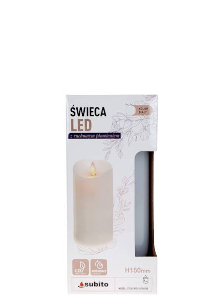 Świeca LED z ruchomym płomieniem 75/150 mm, biały [4]