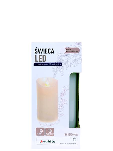 Świeca LED z ruchomym płomieniem 75/150 mm, kość słoniowa [3]