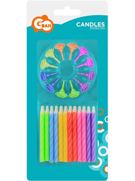 Świeczki urodzinowe Spiralny wzór 6 cm opak. 24 szt. [10]