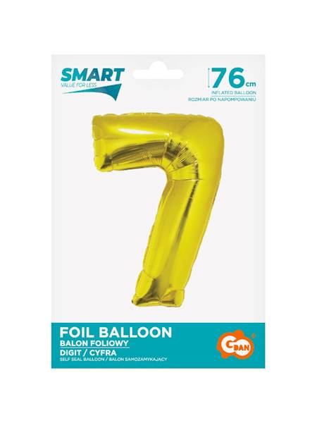 Balon foliowy Smart 76 cm, cyfra 7, złoty