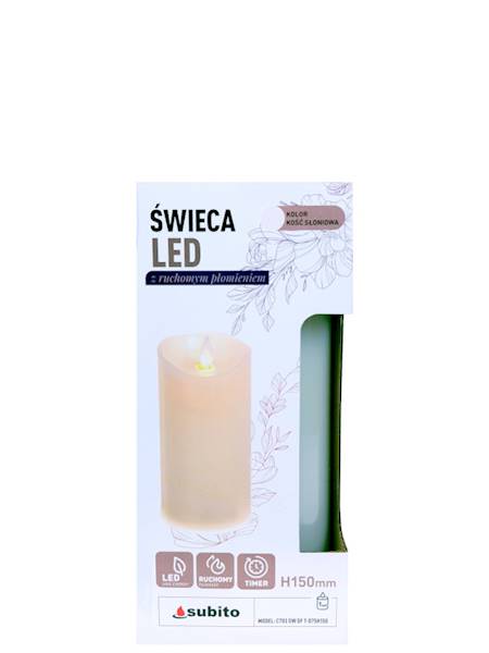 Świeca LED z ruchomym płomieniem z Timerem 75/150 mm, kość słoniowa [4]