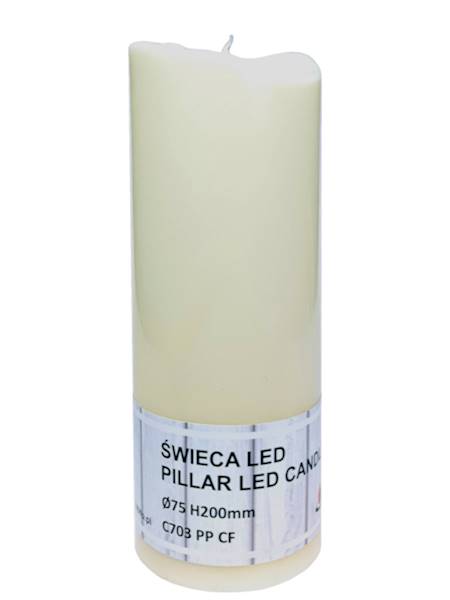 Świeca LED C703 75/200, kość słoniowa, płomień biały [6]