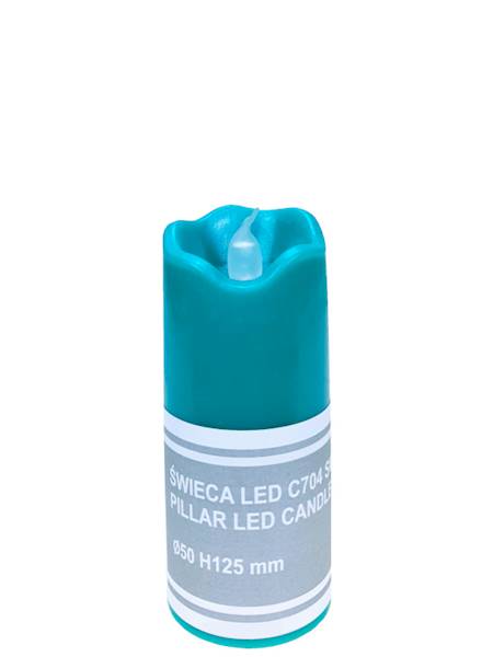 Świeca LED Subito C704 50/125, turkusowy, płomień biały [12]