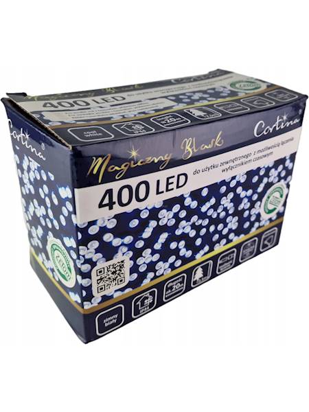 Lampki LED 400 642/21/LED/CW, dodatkowe gniazdo, timer