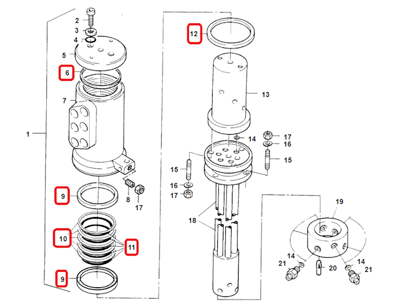 Zestaw uszczelnień - SWIVEL mały (górny) M300 - zamiennik