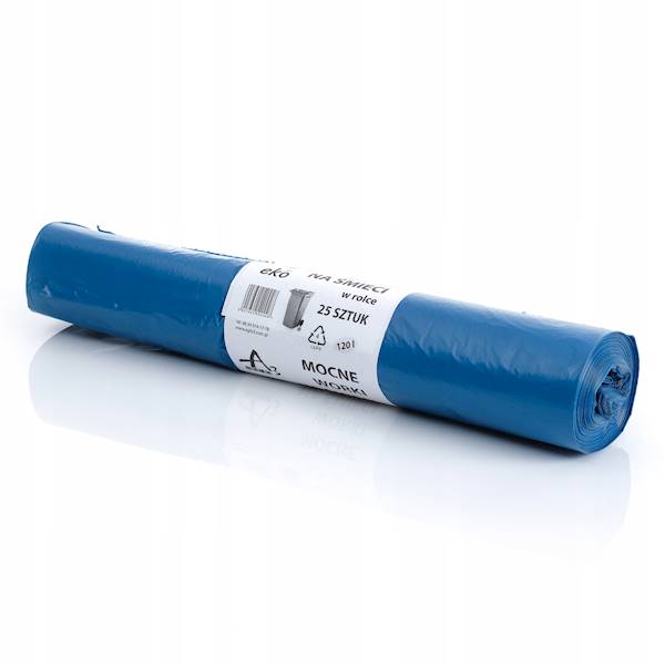 Worki na śmieci NIEBIESKIE 120/25 szt LDPE 