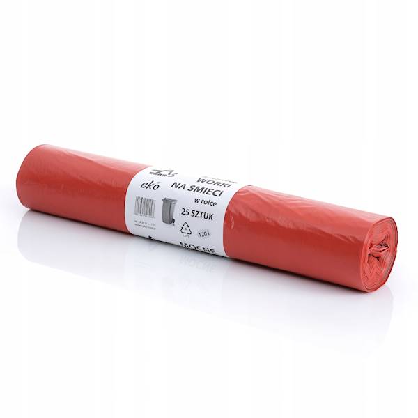 Worki na śmieci CZERWONY 120/25 szt LDPE