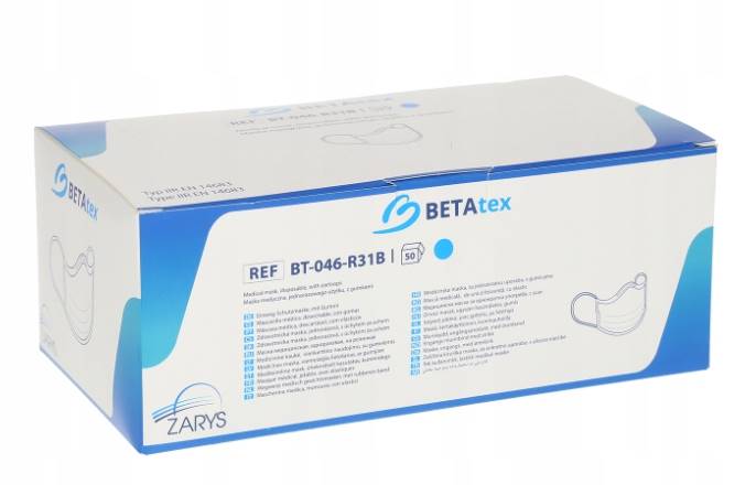 BETAtex maska medyczna z gumkami niebieska 