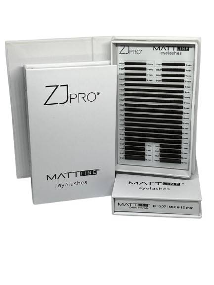ZJ PRO Rzęsy MATTline BROWN D 0,07 | MIX  6mm-13mm