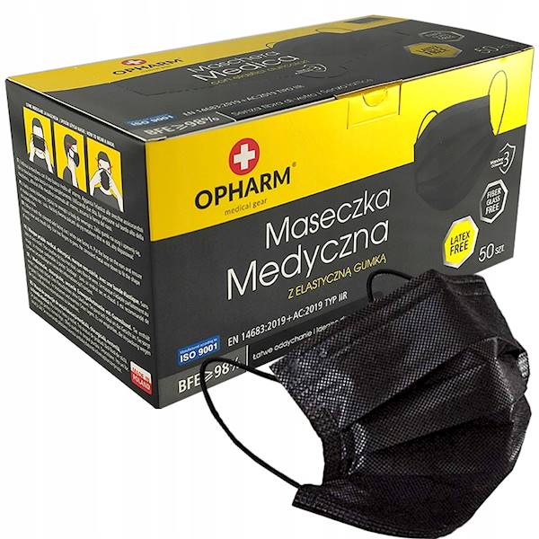 Maseczka medyczna OPHARM TYPIIR czarna 50 szt