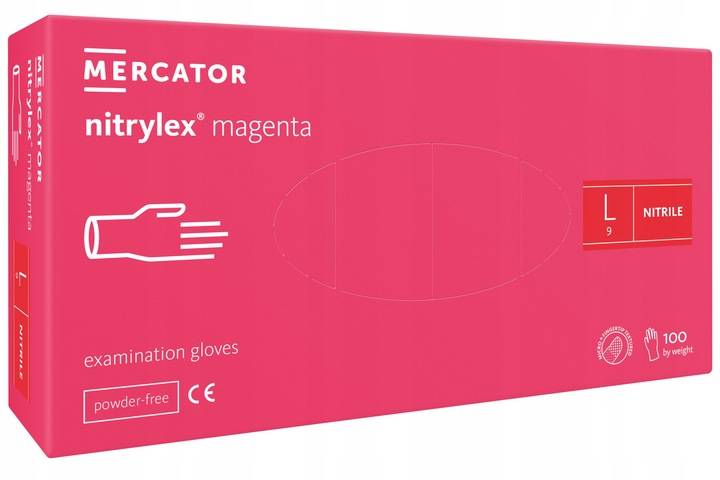 MERCATOR rękawiczki nitrylex magenta L