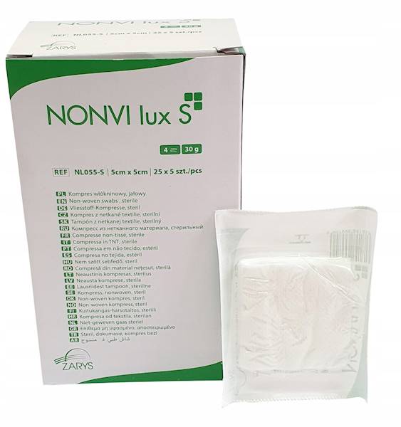 NONVI Lux S kompresy z włókniny jałowe 5x5 125 szt