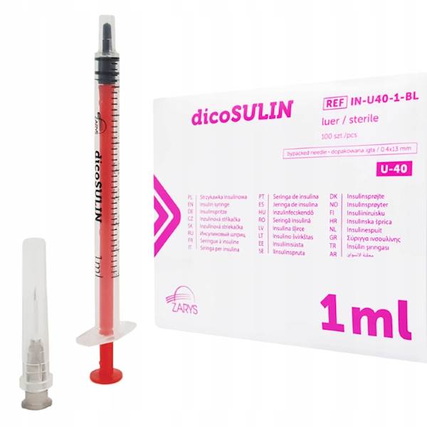 DicoSuliun strzykawka insulinowa z igłą 1ml 100szt