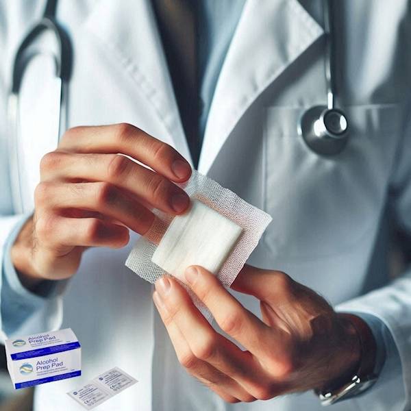 GAZIKI ODKAŻAJĄCE NASĄCZONE ALKOHOLEM 70% 100 SZT