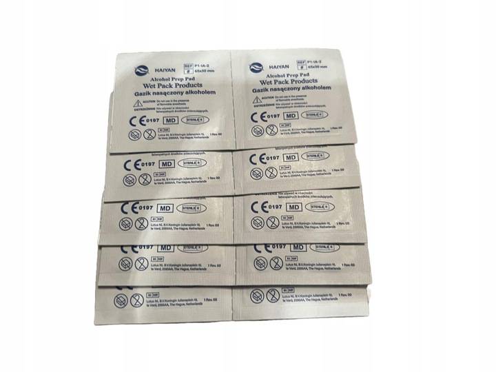 GAZIKI ODKAŻAJĄCE NASĄCZONE ALKOHOLEM 70% 100 SZT