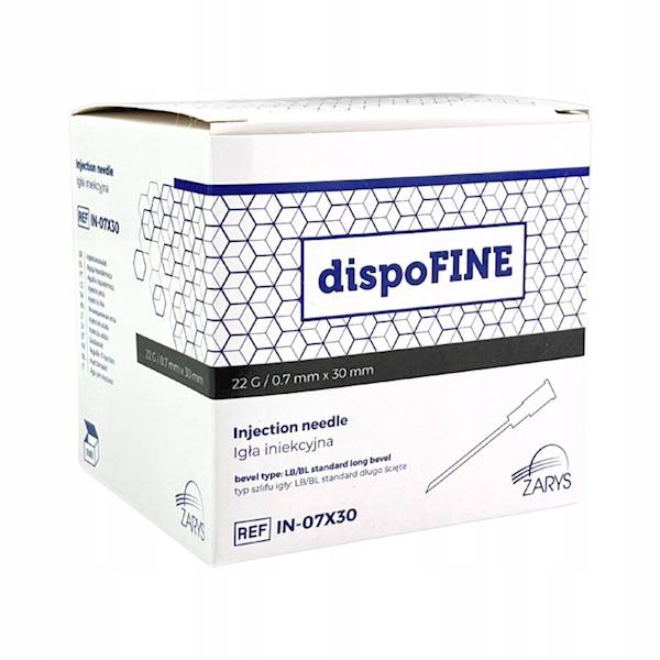 DispoFIne 22G Igła iniekcyjna 0,7mmx30mm 100 sztuk