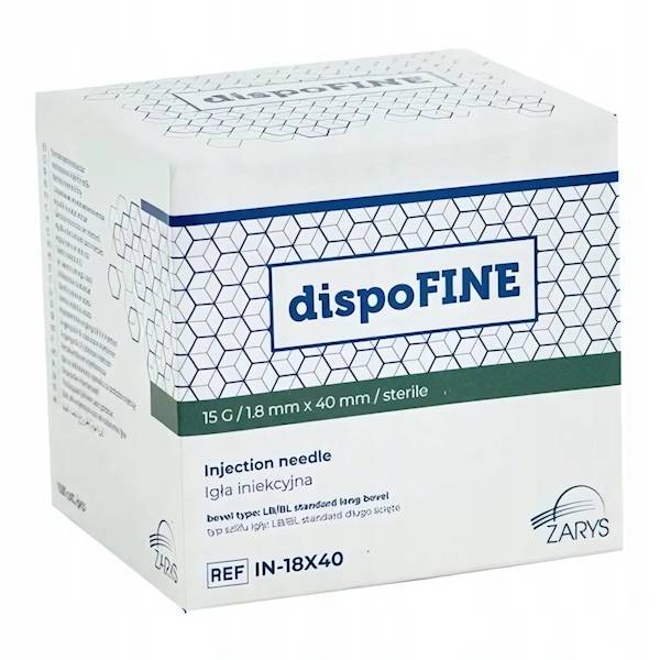 DispoFIne 15G Igła iniekcyjna 1,8mmx40mm 100 sztuk