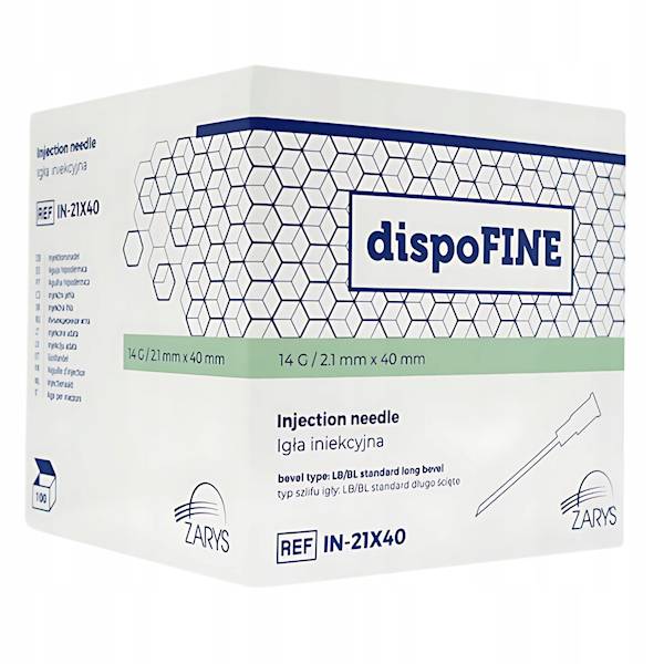 DispoFIne 14G Igła iniekcyjna 2,1mmx40mm 100 sztuk