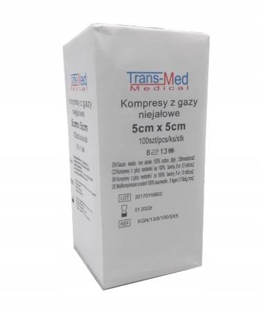 Trans-med kompresy z gazy niejałowe 5x5 - 100szt