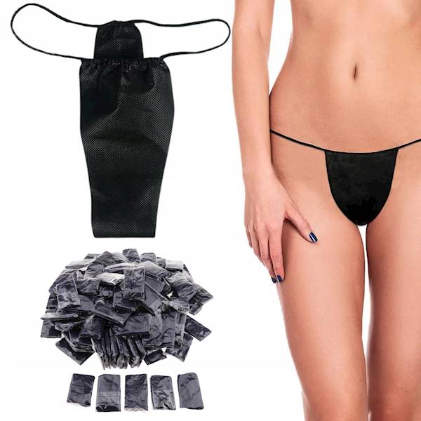 Stringi jednorazowe damskie -CZARNE 100szt