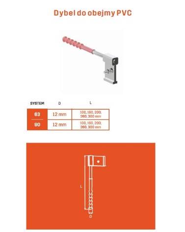 Dybel do obejmy PVC 200mm
