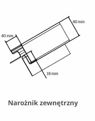 Podsufitka PVC narożnik zewn. 3mb grafit