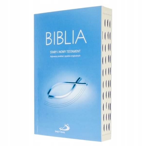 Biblia "z rybką" miękka, niebieska z paginatorami