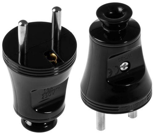 Wtyczka prosta 16A WT-30 CZARNA W-10111