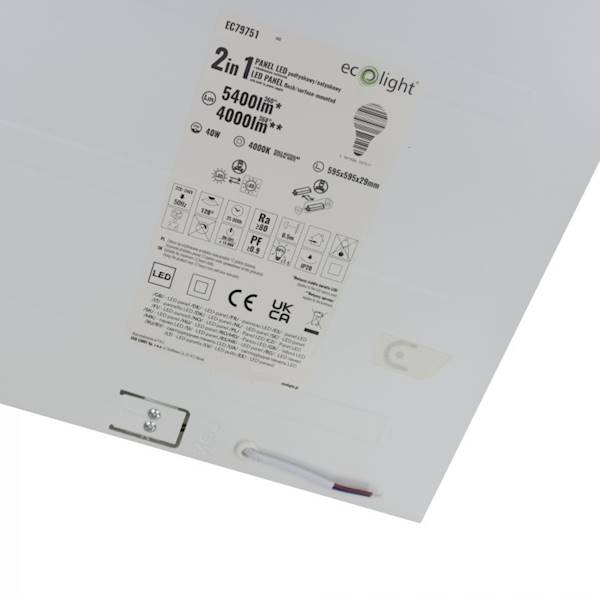 Panel LED 2w1 595x595 40W 4000K 4000lm IP20 biały EC79751