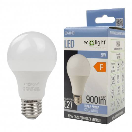Źródło światła LED CLASSIC E27 9W 6500K 900lm EC61093