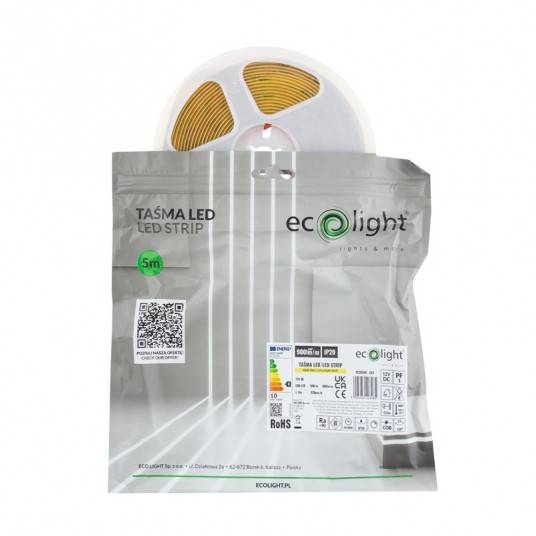 Pasek Taśma LED COB 320 10W/m 3000K 900lm/m 12V IP20 5m P EC20348