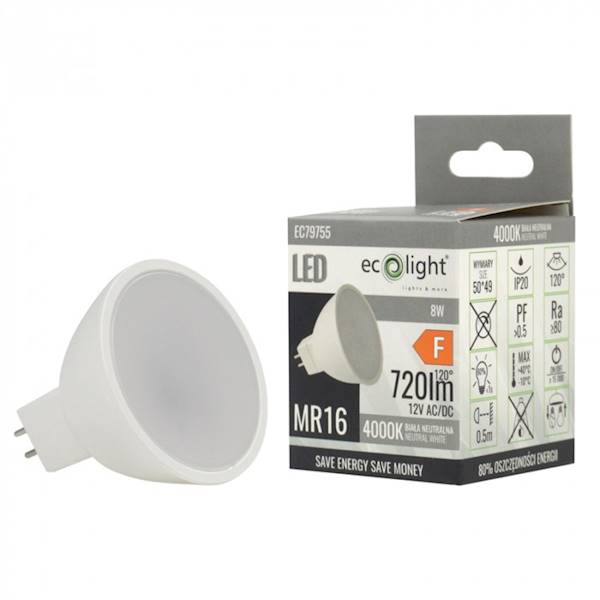 Źródło światła LED MR16 12V 8W 4000K EC79755